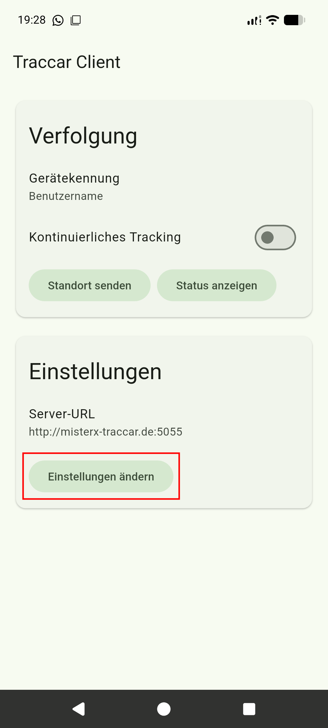 Traccar Client Schritt 1